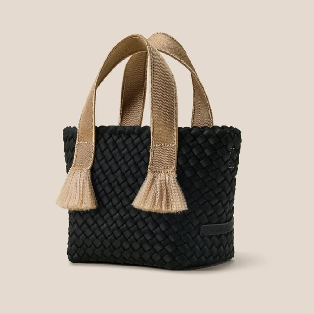 Naghedi Black and Tan Woven Tote